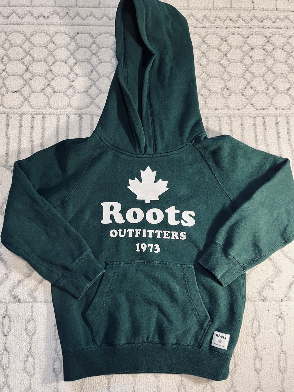 Roots Kids Dark Green Hoodie with White Logo